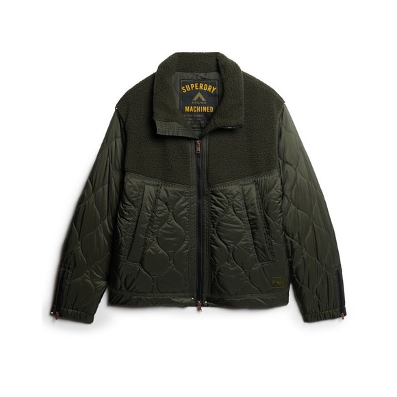 Superdry Mens Sherpa Quilted Hybrid Jacket in Dark Grey Green - Picture 10 of 10